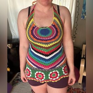 Crochet rainbow top